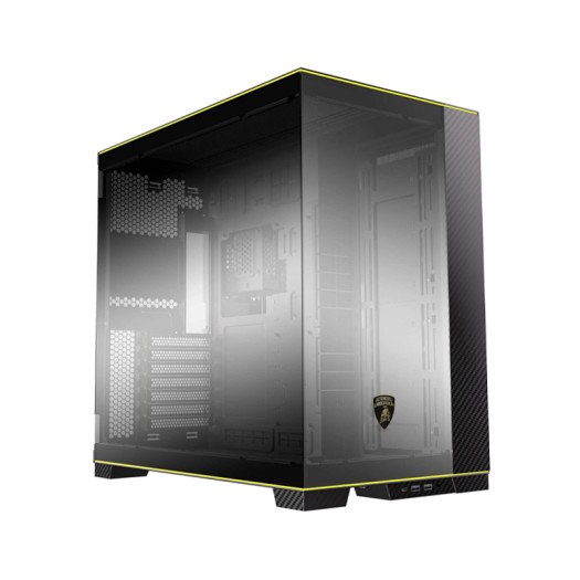 Lian Li O11D EVO RGB Automobili Lamborghini Edition Tower Computer Case, Up to 420mm Radiator & 9x Fan Support, 5″ LCD Display, 4mm Tempered Glass Panel Material, Black | G99.O11DERGBL.00